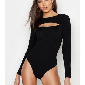 Black long sleeve keyhole bodysuit